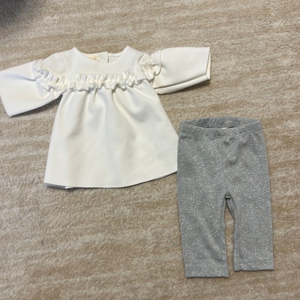 Gorgeous Baby Girls First Impressions ruffled top with metallic pants!